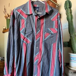 Mens Wrangler vintage button cowboy shirt